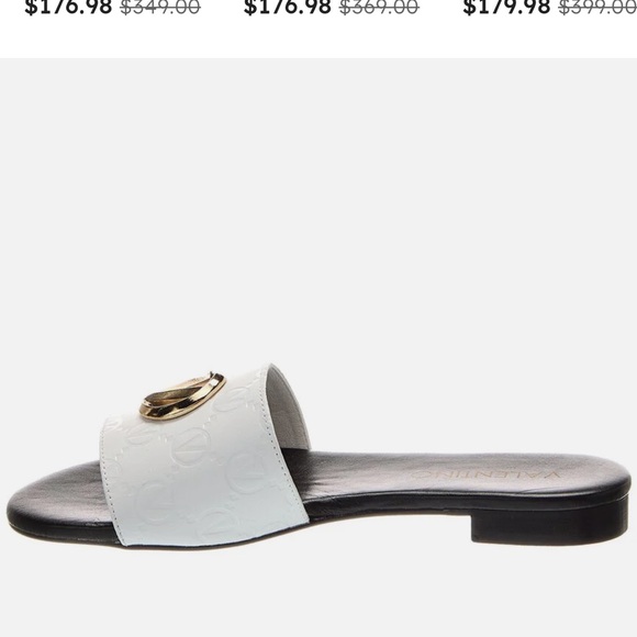 Valentino Women's White and Black Slide Sandals - Picture 4 of 4